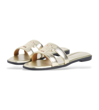 Tommy Hilfiger Muiltjes van metallic goudleer
