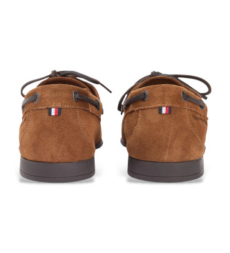 Tommy Hilfiger Bruine leren bootschoenen met flexibele zolen