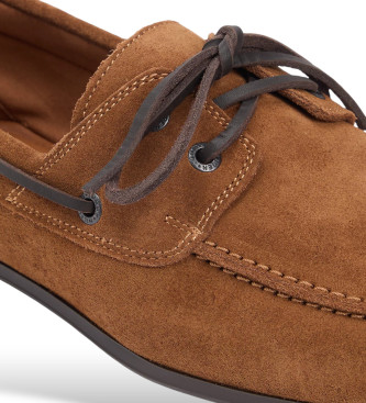 Tommy Hilfiger Bruine leren bootschoenen met flexibele zolen