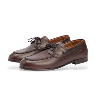 Tommy Hilfiger Sapatos de barco em pele castanha Emilio