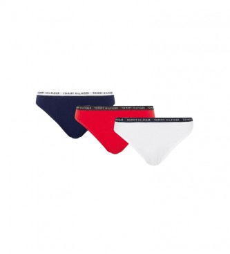 Tommy Hilfiger 3 paketi hlačk z logotipom mornarica, rdeča, bela