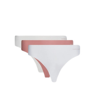 Tommy Hilfiger Pack 3 braguitas brasileas con logo blanco, rosa