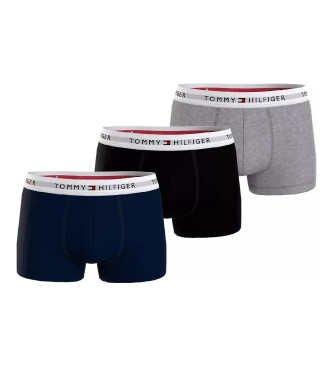 Tommy Hilfiger Set 3 Essential boxershorts met opschrift navy, zwart, grijs