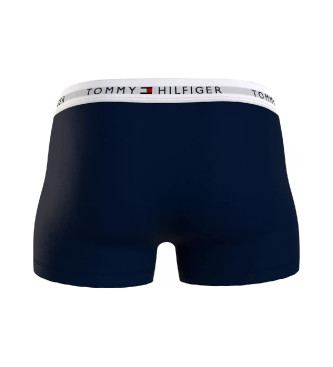 Tommy Hilfiger Pack 3 Cales boxer Essential com inscrio em azul marinho, preto e cinzento