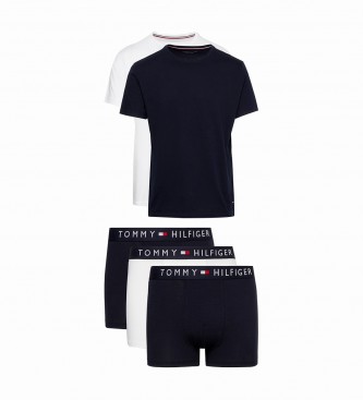 Tommy Hilfiger Pack 3 Cales boxer e 2 T-shirts branco, azul marinho