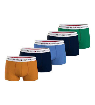 Tommy Hilfiger Pack 5 Cales boxer Essential com logtipo mostarda, azul marinho, azul e verde