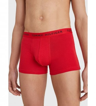 Tommy Hilfiger 3 Pacotes de Boxers Tronco Essentials com Logo Marinha, Vermelho, Branco