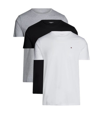 Tommy Hilfiger Lot de 3 t-shirts  col ras du cou gris, noir, blanc