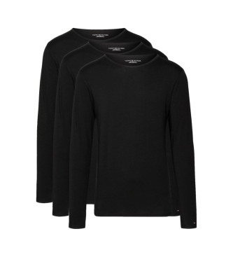 Tommy Hilfiger Confezione da 3 t-shirt Essential nere a maniche lunghe