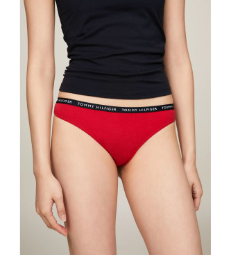 Tommy Hilfiger Conjunto de 3 tangas com logtipo na cintura branco, preto e vermelho