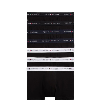 Tommy Hilfiger Set aus 7 schwarzen Trunk Boxershorts mit Aufschrift