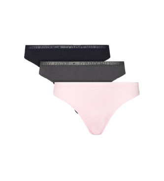 Tommy Hilfiger Trs conjuntos de cuecas cor-de-rosa, pretas e cinzentas