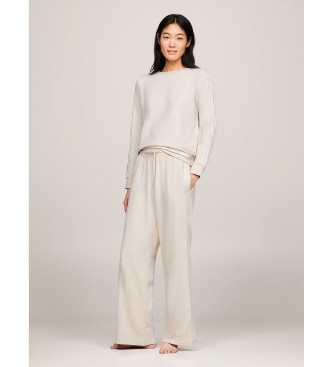 Tommy Hilfiger Pantaln de pijama con cordn e inscripcin beige