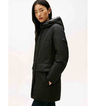 Tommy Hilfiger Parka acolchada con capucha a contraste negro