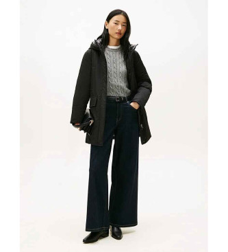 Tommy Hilfiger Parka acolchada con capucha a contraste negro