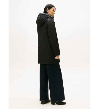 Tommy Hilfiger Parka acolchada con capucha a contraste negro