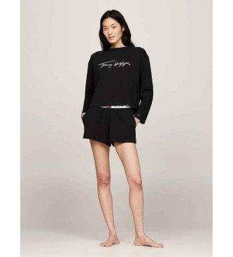 Tommy Hilfiger Heritage pyjamasshorts och T-shirt med svart logotyp