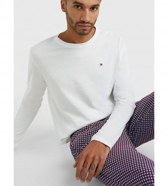 Tommy Hilfiger Pijamas de malha de manga comprida branca, multicolor