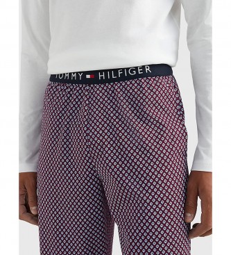 Tommy Hilfiger Pijamas de malha de manga comprida branca, multicolor