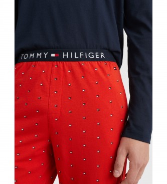 Tommy Hilfiger Pigiama in maglia blu scuro, rosso