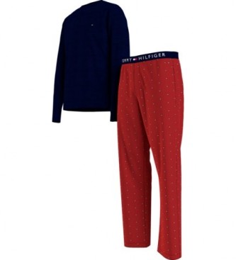 Tommy Hilfiger Pijamas de malha da marinha, vermelho