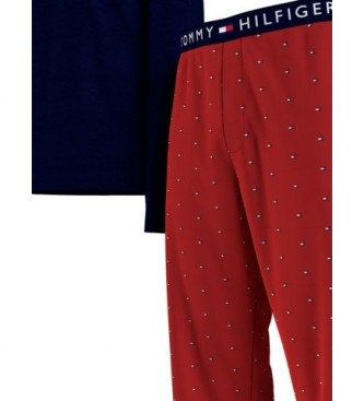 Tommy Hilfiger Pijama De Punto marino, rojo