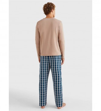 Tommy Hilfiger Pijama de tela estampado marrn, azul