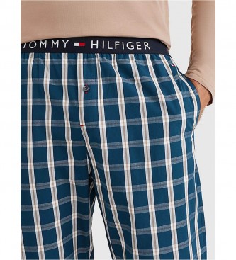Tommy Hilfiger Pijama de tecido castanho, estampado a azul