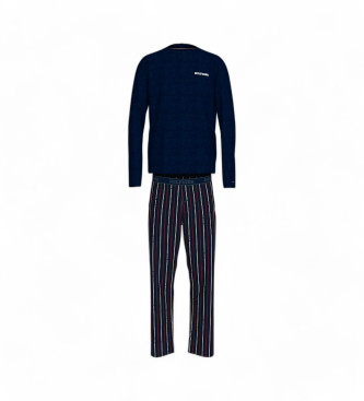 Tommy Hilfiger Blauer gewebter Pyjama mit Monotypie-Druck