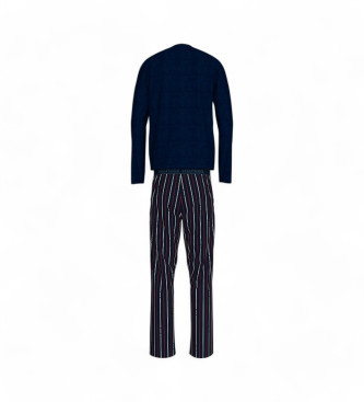 Tommy Hilfiger Blauer gewebter Pyjama mit Monotypie-Druck