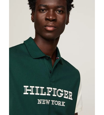 Tommy Hilfiger Hilfiger green monotype colour block polo shirt