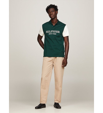 Tommy Hilfiger Hilfiger green monotype colour block polo shirt