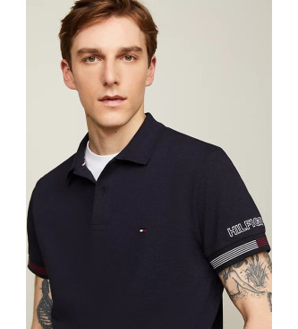 Tommy Hilfiger Poloshirt met contrasterende biezen op marine mouw