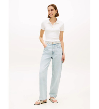 Tommy Hilfiger Schmal geschnittenes Poloshirt mit beigen Goldkn�pfen