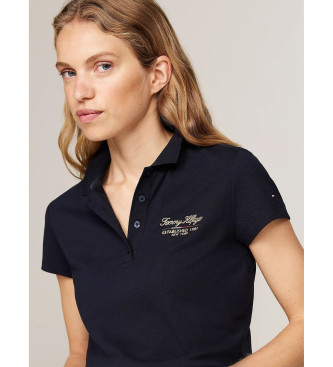 Tommy Hilfiger Slim fit polo shirt with logo in navy Script font