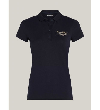 Tommy Hilfiger Slim fit polo shirt with logo in navy Script font