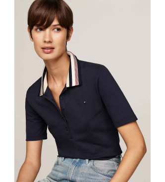 Tommy Hilfiger Marinefarbenes Piqu-Poloshirt mit schmaler Passform