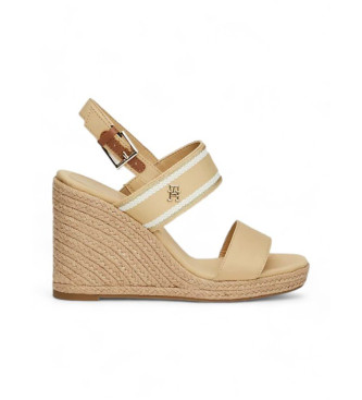 Tommy Hilfiger High wedge sandals with woven beige straps