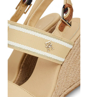 Tommy Hilfiger High wedge sandals with woven beige straps