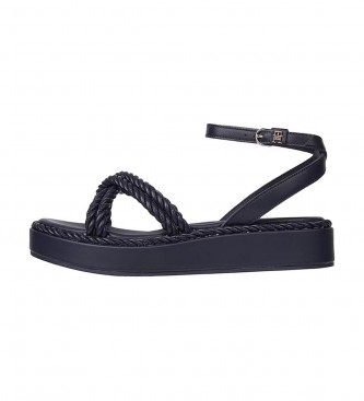 Tommy Hilfiger Leather sandals with ankle strap and navy cord