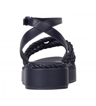 Tommy Hilfiger Leather sandals with ankle strap and navy cord