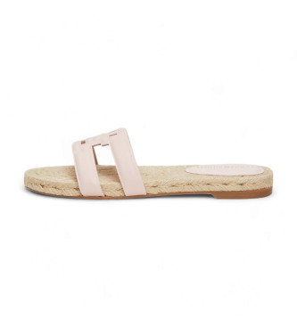 Tommy Hilfiger Espadrille-Sandalen aus Leder mit rosa TH-Monogramm