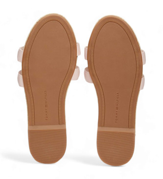 Tommy Hilfiger Sandlias de couro estilo espadrille com monograma TH rosa