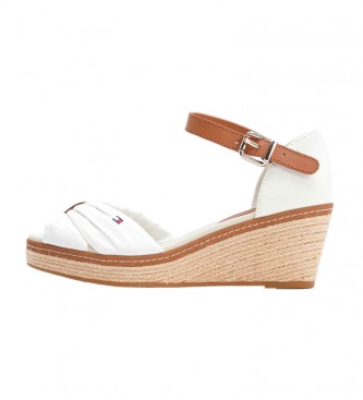 Tommy Hilfiger Iconic Elba White leather sandals -Height 7cm wedge