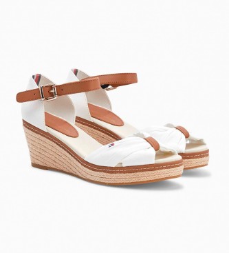 Tommy Hilfiger Iconic Elba White leather sandals -Height 7cm wedge