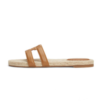 Tommy Hilfiger Rjavi sandali TH z monogramom espadrile