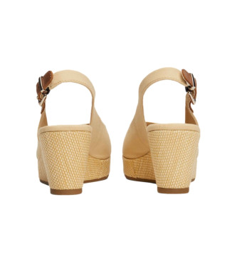 Tommy Hilfiger Ikoniske beige sandaler -Hjde 7 cm- kilehl 