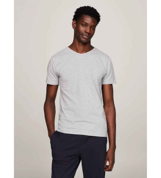 Tommy Hilfiger Conjunto de 3 t-shirts de algodo com decote em V branco, cinzento e preto