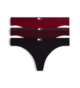 Tommy Hilfiger Lot de 3 tongs Hritage noir, bordeaux, rouge