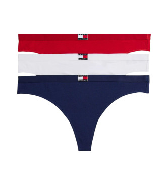 Tommy Hilfiger Set med 3 Heritage stringtrosor i rtt, vitt och marinbltt